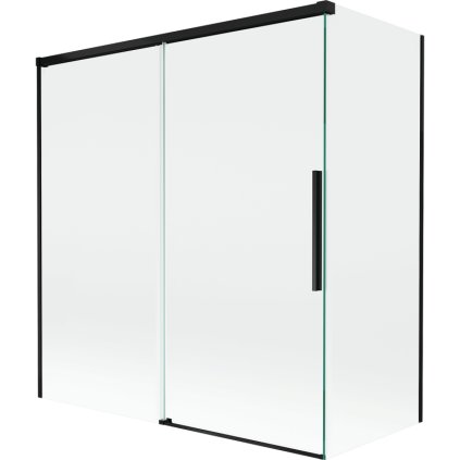 Mexen Rox, 2-krídlová posuvná vaňová zástena 150 + 70 x 150 cm, 8mm číre sklo, čierny matný profil, 8C9-150-070-70-00