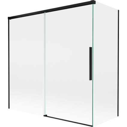 Mexen Rox, 2-krídlová posuvná vaňová zástena 160 + 70 x 150 cm, 8mm číre sklo, čierny matný profil, 8C9-160-070-70-00