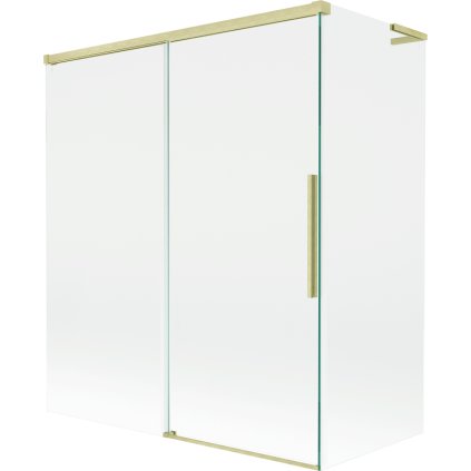 Mexen Rox, L posuvná 2-krídlová vaňová zástena 140 + 70 x 150 cm, 8mm číre sklo, zlatý matný profil, 8C9L-140-070-55-00