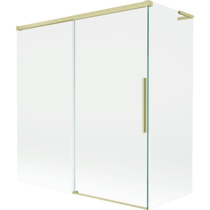 Mexen Rox, L posuvná 2-krídlová vaňová zástena 150 + 70 x 150 cm, 8mm číre sklo, zlatý matný profil, 8C9L-150-070-55-00