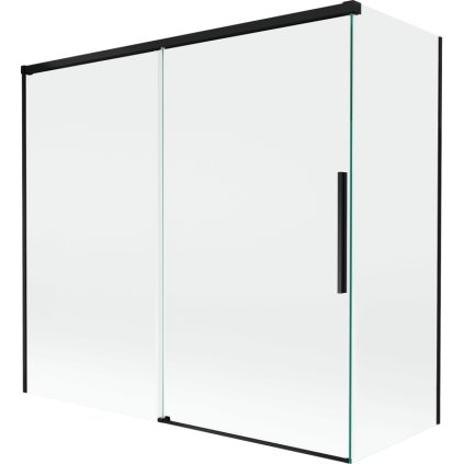 Mexen Rox, 2-krídlová posuvná vaňová zástena 170 + 75 x 150 cm, 8mm číre sklo, čierny matný profil, 8C9-170-075-70-00