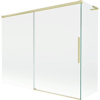 Mexen Rox, L posuvná 2-krídlová vaňová zástena 190 + 80 x 150 cm, 8mm číre sklo, zlatý matný profil, 8C9L-190-080-55-00