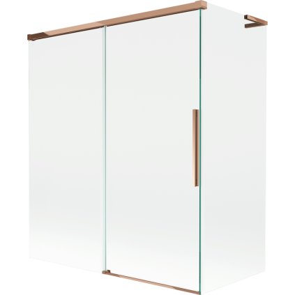 Mexen Rox, L posuvná 2-krídlová vaňová zástena 140 + 70 x 150 cm, 8mm číre sklo, ružové zlato profil, 8C9L-140-070-60-00