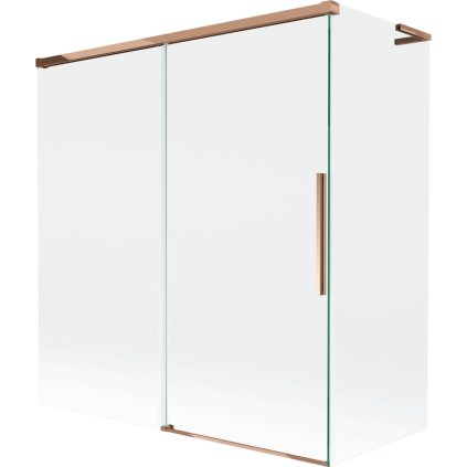 Mexen Rox, L 2-krídlová posuvná vaňová zástena 150 + 70 x 150 cm, 8mm číre sklo, ružové zlato profil, 8C9L-150-070-60-00