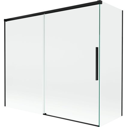 Mexen Rox, 2-krídlová posuvná vaňová zástena 180 + 80 x 150 cm, 8mm číre sklo, čierny matný profil, 8C9-180-080-70-00