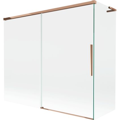Mexen Rox, L posuvná 2-krídlová vaňová zástena 180 + 80 x 150 cm, 8mm číre sklo, ružové zlato profil, 8C9L-180-080-60-00