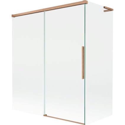 Mexen Rox, L posuvná 2-krídlová vaňová zástena 140 + 70 x 150 cm, 8mm číre sklo, medený matný profil, 8C9L-140-070-65-00