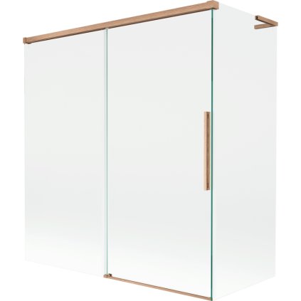 Mexen Rox, L posuvná 2-krídlová vaňová zástena 150 + 70 x 150 cm, 8mm číre sklo, medený matný profil, 8C9L-150-070-65-00