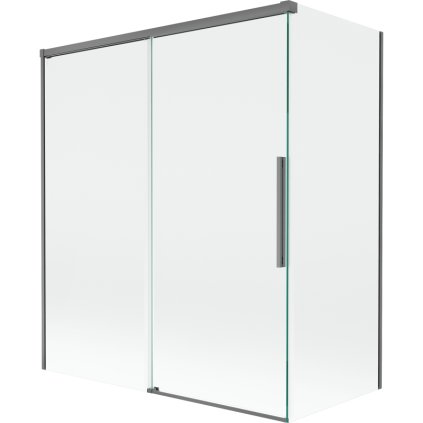 Mexen Rox, 2-krídlová posuvná vaňová zástena 140 + 70 x 150 cm, 8mm číre sklo, grafitový profil, 8C9-140-070-95-00