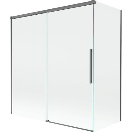 Mexen Rox, 2-krídlová posuvná vaňová zástena 150 + 70 x 150 cm, 8mm číre sklo, grafitový profil, 8C9-150-070-95-00