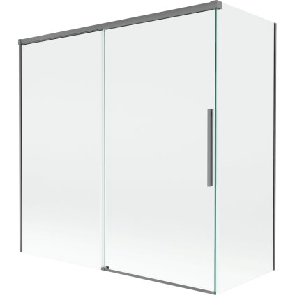 Mexen Rox, 2-krídlová posuvná vaňová zástena 160 + 70 x 150 cm, 8mm číre sklo, grafitový profil, 8C9-160-070-95-00
