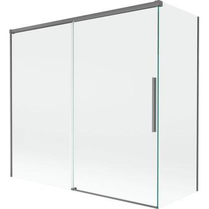 Mexen Rox, 2-krídlová posuvná vaňová zástena 170 + 70 x 150 cm, 8mm číre sklo, grafitový profil, 8C9-170-070-95-00