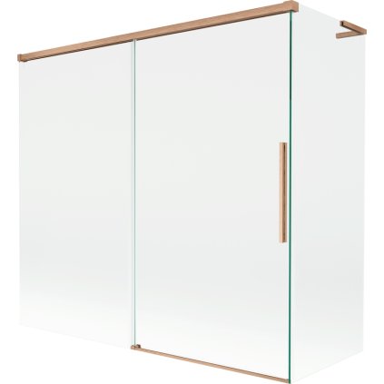 Mexen Rox, L posuvná 2-krídlová vaňová zástena 170 + 70 x 150 cm, 8mm číre sklo, medený matný profil, 8C9L-170-070-65-00