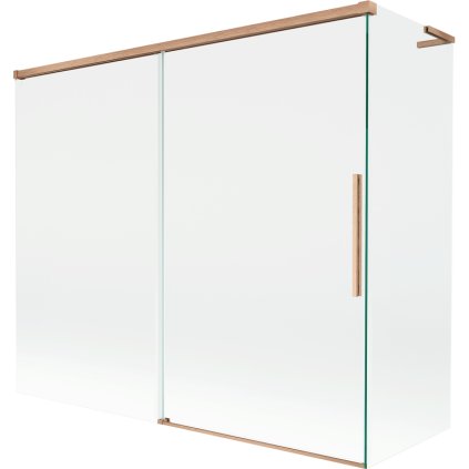 Mexen Rox, L posuvná 2-krídlová vaňová zástena 180 + 80 x 150 cm, 8mm číre sklo, medený matný profil, 8C9L-180-080-65-00