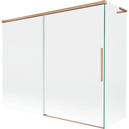 Mexen Rox, L posuvná 2-krídlová vaňová zástena 190 + 80 x 150 cm, 8mm číre sklo, medený matný profil, 8C9L-190-080-65-00