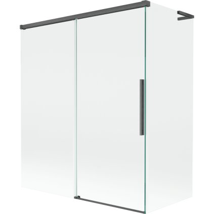 Mexen Rox, L posuvná 2-krídlová vaňová zástena 140 + 70 x 150 cm, 8mm číre sklo, brúsený grafit profil, 8C9L-140-070-66-00