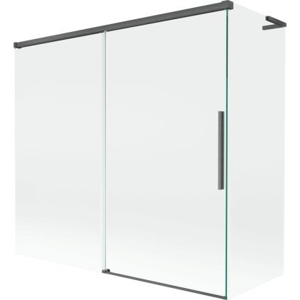 Mexen Rox, L posuvná 2-krídlová vaňová zástena 170 + 75 x 150 cm, 8mm číre sklo, brúsený grafit profil, 8C9L-170-075-66-00