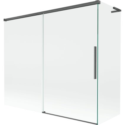 Mexen Rox, L posuvná 2-krídlová vaňová zástena 180 + 80 x 150 cm, 8mm číre sklo, brúsený grafit profil, 8C9L-180-080-66-00