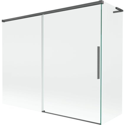 Mexen Rox, L 2-krídlová posuvná vaňová zástena 190 + 90 x 150 cm, 8mm číre sklo, brúsený grafit profil, 8C9L-190-090-66-00