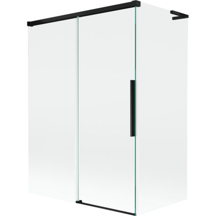 Mexen Rox, L posuvná 2-krídlová vaňová zástena 120 + 70 x 150 cm, 8mm číre sklo, čierny matný profil, 8C9L-120-070-70-00