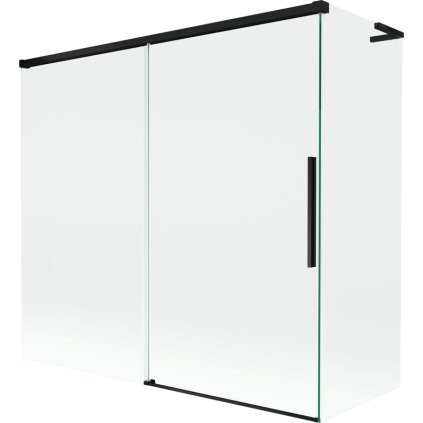 Mexen Rox, L posuvná 2-krídlová vaňová zástena 170 + 75 x 150 cm, 8mm číre sklo, čierny matný profil, 8C9L-170-075-70-00