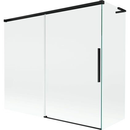 Mexen Rox, L posuvná 2-krídlová vaňová zástena 180 + 80 x 150 cm, 8mm číre sklo, čierny matný profil, 8C9L-180-080-70-00