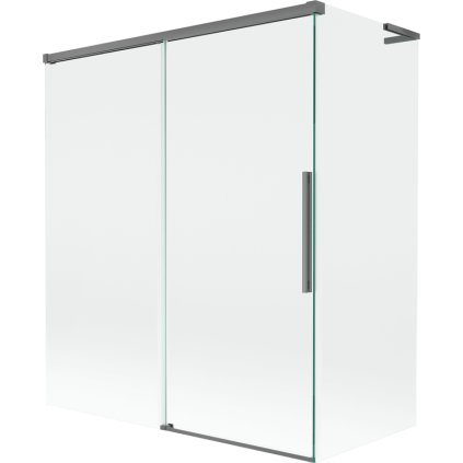 Mexen Rox, L posuvná 2-krídlová vaňová zástena 140 + 70 x 150 cm, 8mm číre sklo, grafitový profil, 8C9L-140-070-95-00
