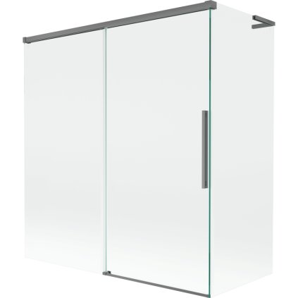 Mexen Rox, L posuvná 2-krídlová vaňová zástena 150 + 70 x 150 cm, 8mm číre sklo, grafitový profil, 8C9L-150-070-95-00