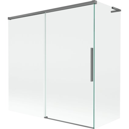 Mexen Rox, L posuvná 2-krídlová vaňová zástena 160 + 80 x 150 cm, 8mm číre sklo, grafitový profil, 8C9L-160-080-95-00