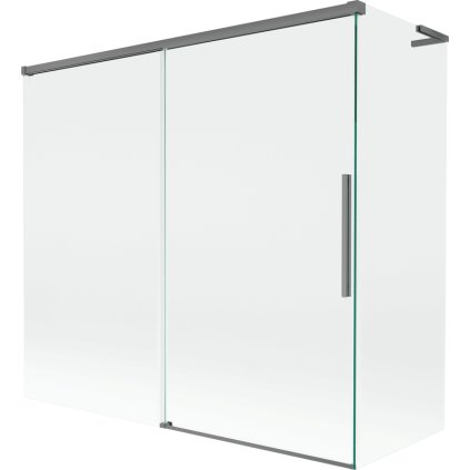 Mexen Rox, L posuvná 2-krídlová vaňová zástena 170 + 80 x 150 cm, 8mm číre sklo, grafitový profil, 8C9L-170-080-95-00