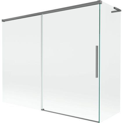 Mexen Rox, L 2-krídlová posuvná vaňová zástena 190 + 80 x 150 cm, 8mm číre sklo, grafitový profil, 8C9L-190-080-95-00