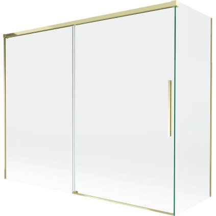 Mexen Rox, 2-krídlová posuvná vaňová zástena 190 + 90 x 150 cm, 8mm číre sklo, zlatý lesklý profil, 8C9-190-090-50-00