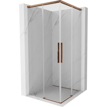 Mexen Rox, Duo posuvný sprchový kút 95 x 95 cm, 8mm číre sklo, ružové zlato profil, 8C2D-095-095-60-00