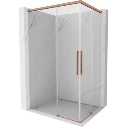 Mexen Rox, Duo posuvný sprchový kút 85 x 80 cm, 8mm číre sklo, medený matný profil, 8C2D-085-080-65-00