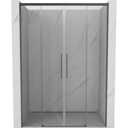 Mexen Rox, posuvné sprchové dvere 140 cm, 8mm číre sklo, brúsený grafit profil, 8C2-140-002-66-00