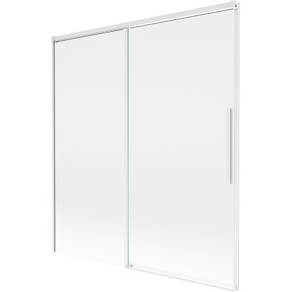 Mexen Rox, 2-krídlová posuvná vaňová zástena 150 x 150 cm, 8mm číre sklo, biely profil, 8C9-150-001-20-00