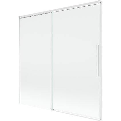 Mexen Rox, 2-krídlová posuvná vaňová zástena 160 x 150 cm, 8mm číre sklo, biely profil, 8C9-160-001-20-00