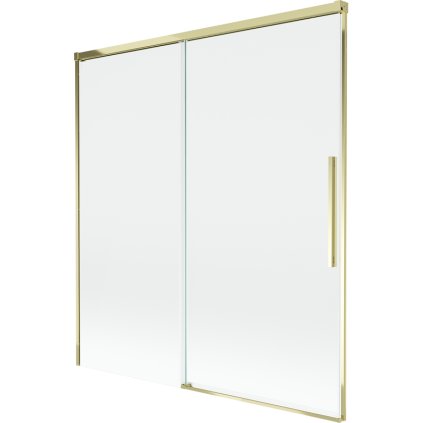 Mexen Rox, 2-krídlová posuvná vaňová zástena 150 x 150 cm, 8mm číre sklo, zlatý lesklý profil, 8C9-150-001-50-00