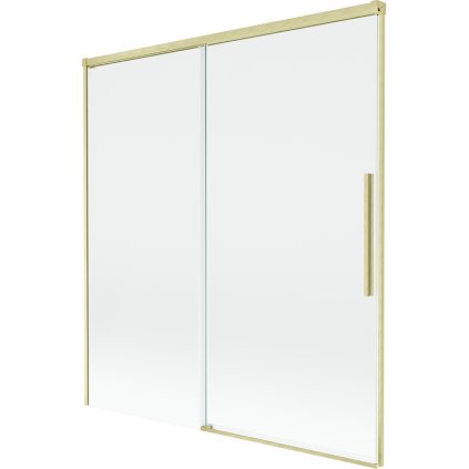 Mexen Rox, 2-krídlová posuvná vaňová zástena 150 x 150 cm, 8mm číre sklo, zlatý matný profil, 8C9-150-001-55-00