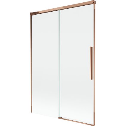 Mexen Rox, 2-krídlová posuvná vaňová zástena 120 x 150 cm, 8mm číre sklo, ružové zlato profil, 8C9-120-001-60-00