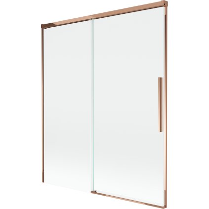 Mexen Rox, 2-krídlová posuvná vaňová zástena 140 x 150 cm, 8mm číre sklo, ružové zlato profil, 8C9-140-001-60-00