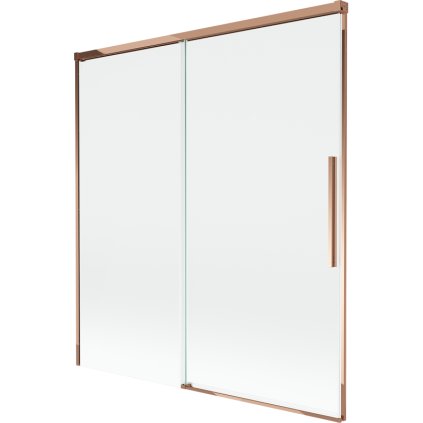 Mexen Rox, 2-krídlová posuvná vaňová zástena 150 x 150 cm, 8mm číre sklo, ružové zlato profil, 8C9-150-001-60-00
