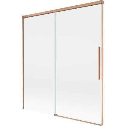 Mexen Rox, 2-krídlová posuvná vaňová zástena 150 x 150 cm, 8mm číre sklo, medený matný profil, 8C9-150-001-65-00