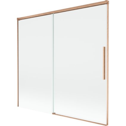 Mexen Rox, 2-krídlová posuvná vaňová zástena 170 x 150 cm, 8mm číre sklo, medený matný profil, 8C9-170-001-65-00