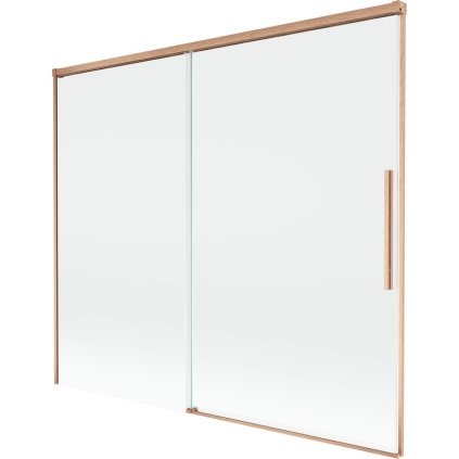 Mexen Rox, 2-krídlová posuvná vaňová zástena 180 x 150 cm, 8mm číre sklo, medený matný profil, 8C9-180-001-65-00