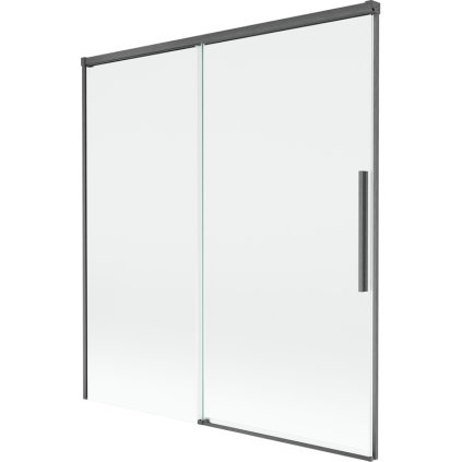 Mexen Rox, 2-krídlová posuvná vaňová zástena 150 x 150 cm, 8mm číre sklo, brúsený grafit profil, 8C9-150-001-66-00