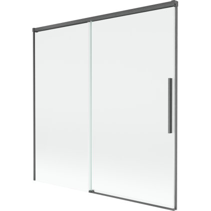 Mexen Rox, 2-krídlová posuvná vaňová zástena 160 x 150 cm, 8mm číre sklo, brúsený grafit profil, 8C9-160-001-66-00