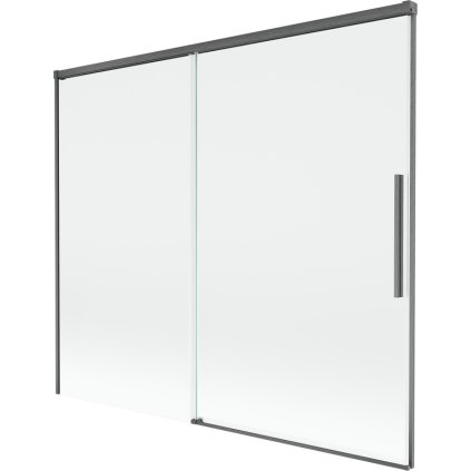 Mexen Rox, 2-krídlová posuvná vaňová zástena 180 x 150 cm, 8mm číre sklo, brúsený grafit profil, 8C9-180-001-66-00