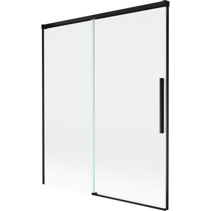 Mexen Rox, 2-krídlová posuvná vaňová zástena 140 x 150 cm, 8mm číre sklo, čierny matný profil, 8C9-140-001-70-00