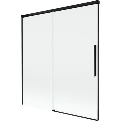 Mexen Rox, 2-krídlová posuvná vaňová zástena 150 x 150 cm, 8mm číre sklo, čierny matný profil, 8C9-150-001-70-00